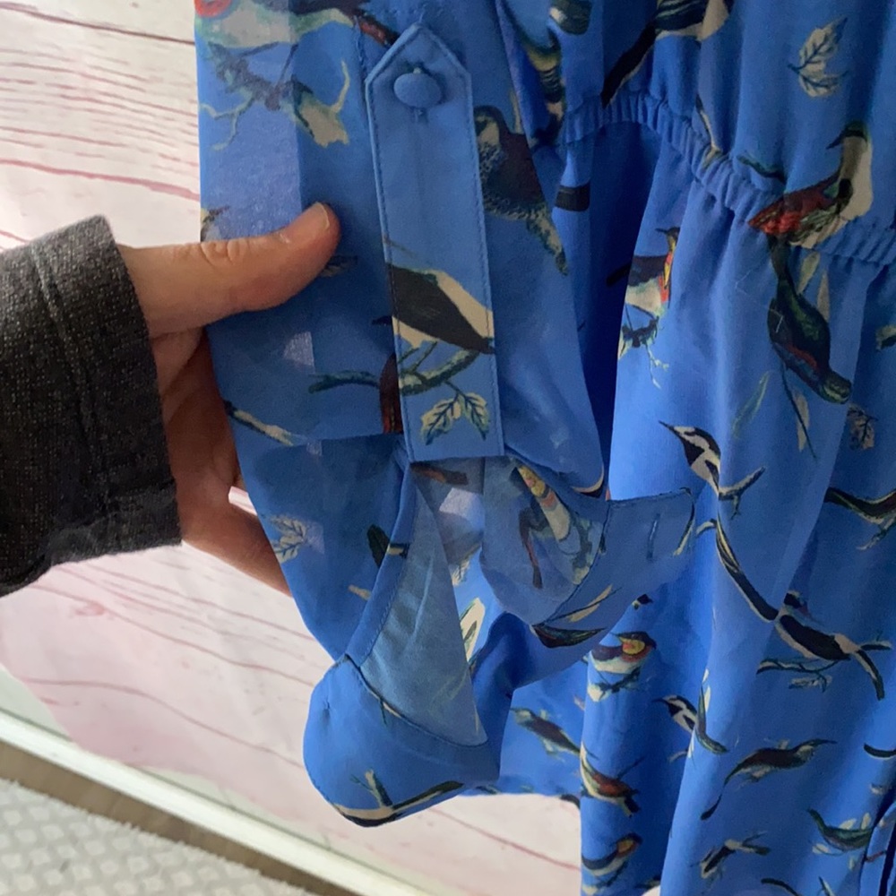 Modcloth Blue Bird Print Dress - Picture 4 of 5
